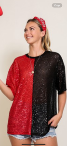 Red and Black Sequin Top