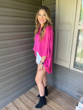 Load image into Gallery viewer, Fuchsia Satin Button Down
