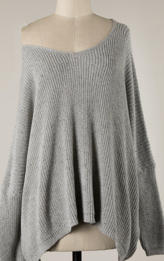 Grey Off the Shoulder Sweater – Love KB