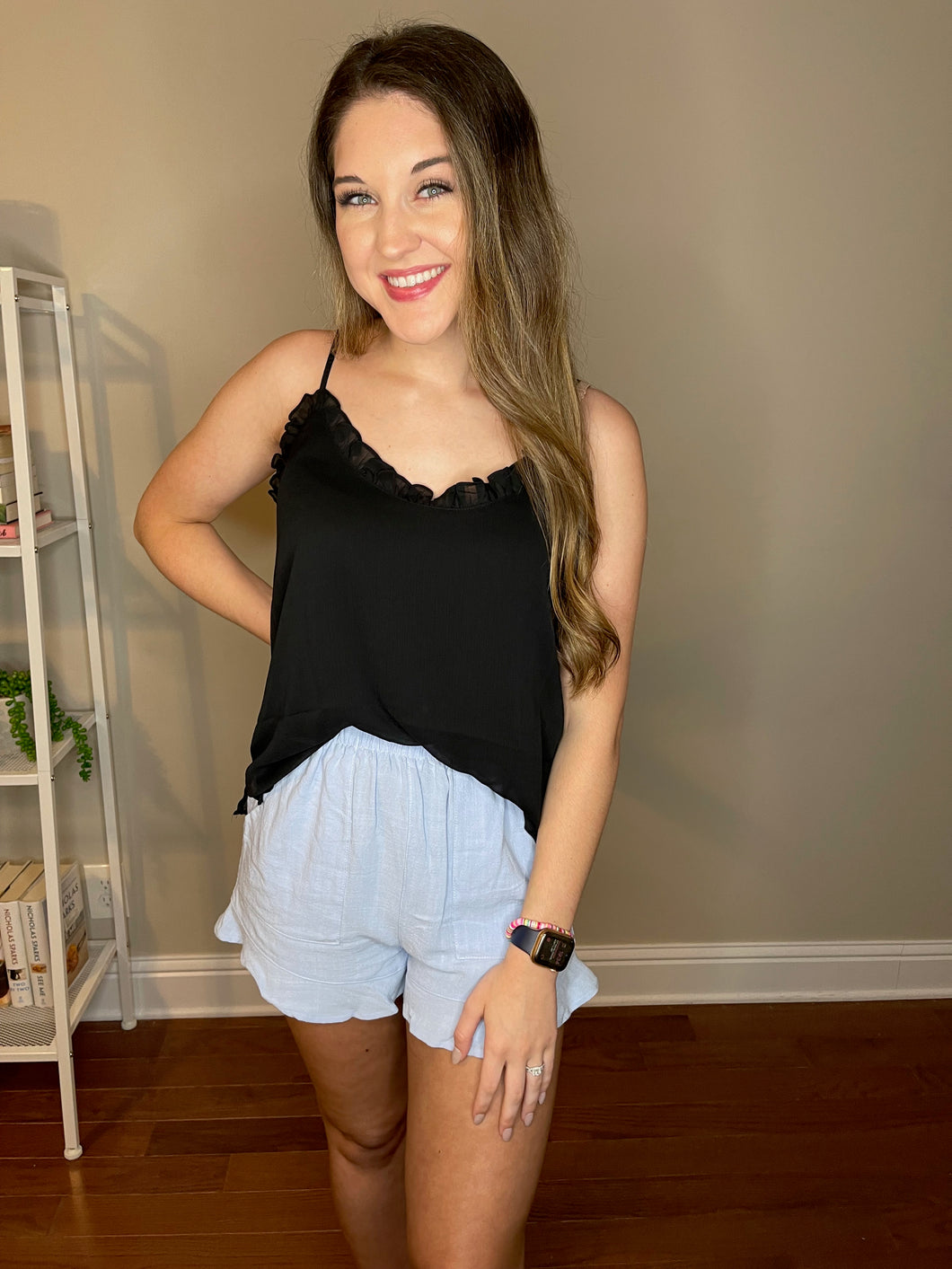 Blue Ruffle Shorts