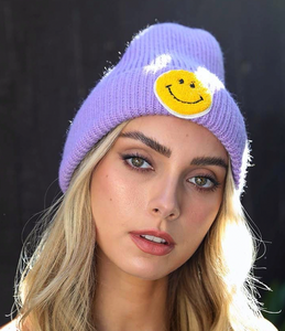 Lavender Smiley Beanie