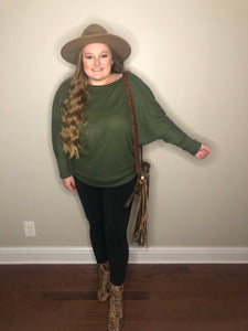 Green Waffle Knit Top